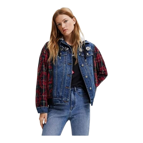 Desigual Hybrid Denim Jacket Size US Small NWT - Picture 1 of 11